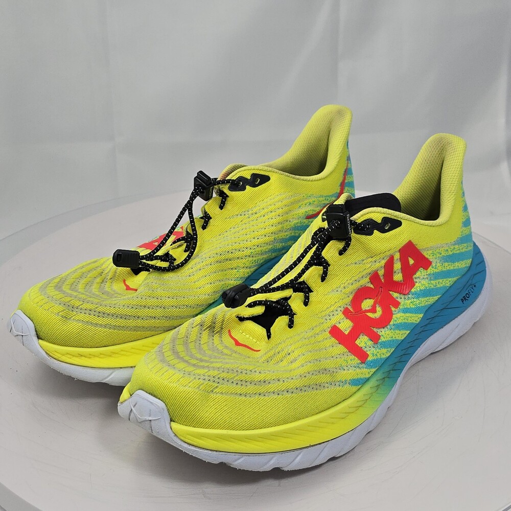 Hoka One One Mach 5 Evening Primrose Scuba Blue/Yellow Men 12 D Running Sneakers
